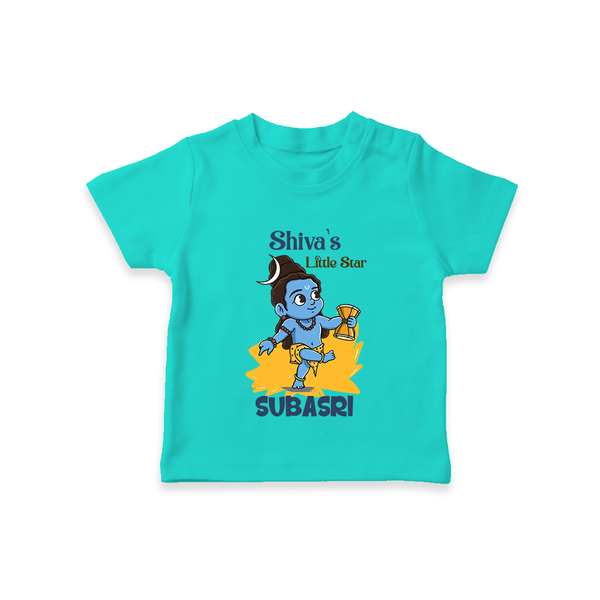 Shiva's Little Star T-Shirt | Personalized T-Shirt for the Child of Lord Shiva - TEAL - 0-5 Months Old (Chest 17")