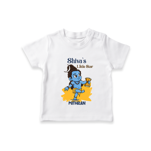 Shiva's Little Star - Maha Shivaratri Customized T-Shirt For Kids With Name - WHITE - 0-5 Months Old (Chest 17")