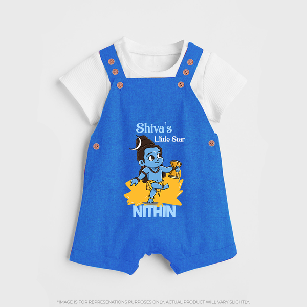 Shiva's Little Star Dungaree Set | Personalized Dungaree Set for the Child of Lord Shiva - COBALT BLUE - 0 - 5 Months Old (Chest 18")