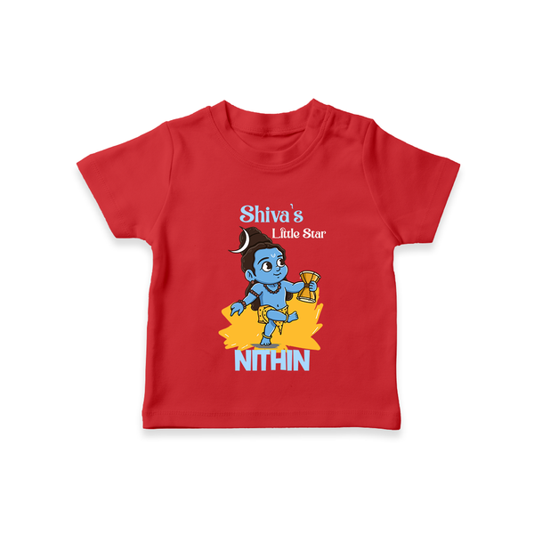 Shiva's Little Star T-Shirt | Personalized T-Shirt for the Child of Lord Shiva - RED - 0-5 Months Old (Chest 17")