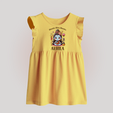 Shambo Shiva Shambo Baby Frock | Custom Baby Frock for Shiva Devotees - PASTEL YELLOW - 0 - 3 Months Old (Chest 17")