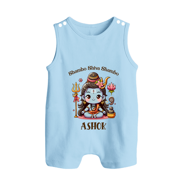 Shambo Shiva Shambo Romper Suit | Custom Romper Suit for Shiva Devotees - BABY BLUE - 0 - 5 Months Old (Chest 18")