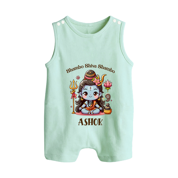 Shambo Shiva Shambo Romper Suit | Custom Romper Suit for Shiva Devotees - MINT GREEN - 0 - 5 Months Old (Chest 18")