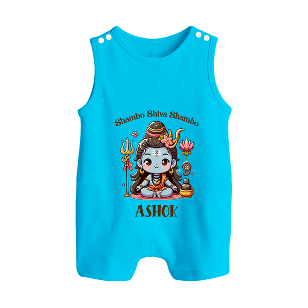 Shambo Shiva Shambo Romper Suit | Custom Romper Suit for Shiva Devotees - SKY BLUE - 0 - 5 Months Old (Chest 18")