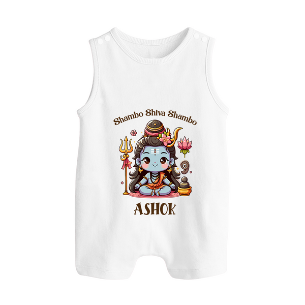 Shambo Shiva Shambo Romper Suit | Custom Romper Suit for Shiva Devotees - WHITE - 0 - 5 Months Old (Chest 18")