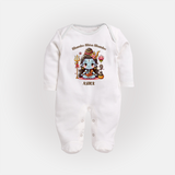 Shambo Shiva Shambo - Maha Shivaratri Customized Sleep Suit For Babies With Name - WHITE - New Born (Chest 7.5")