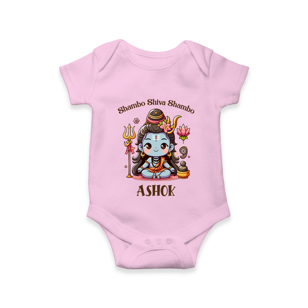 Shambo Shiva Shambo Romper | Custom Romper for Shiva Devotees - BABY PINK - New Born (Chest 14")
