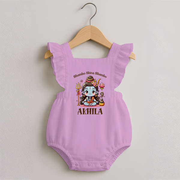 Shambo Shiva Shambo Romper Frock | Custom Romper Frock for Shiva Devotees - BABY PINK - 0 - 3 Months Old (Chest 19")