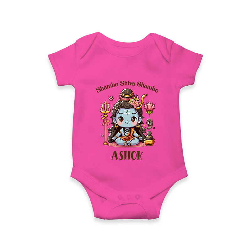Shambo Shiva Shambo Romper | Custom Romper for Shiva Devotees - HOT PINK - New Born (Chest 14")