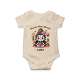 Shambo Shiva Shambo - Maha Shivaratri Customized Romper For Babies With Name - IVORY - 0 - 3 Months Old (Chest 16")