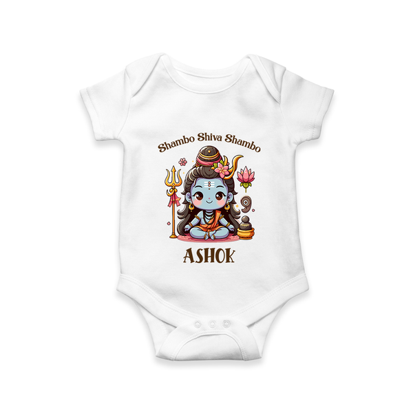 Shambo Shiva Shambo Romper | Custom Romper for Shiva Devotees - WHITE - New Born (Chest 14")