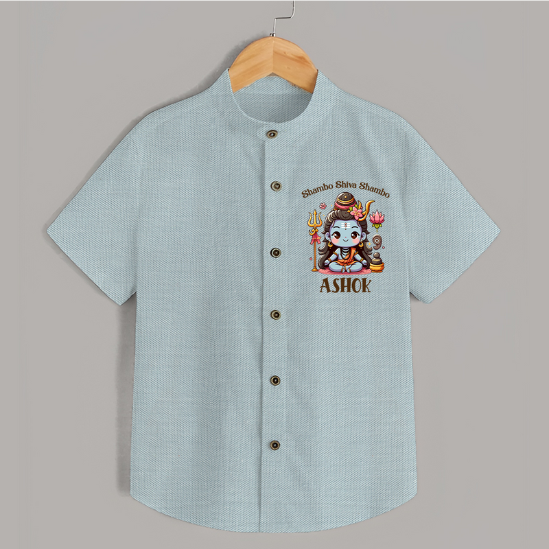 Shambo Shiva Shambo Shirt | Custom Shirt for Shiva Devotees - ARCTIC BLUE - 0 - 6 Months Old (Chest 23")