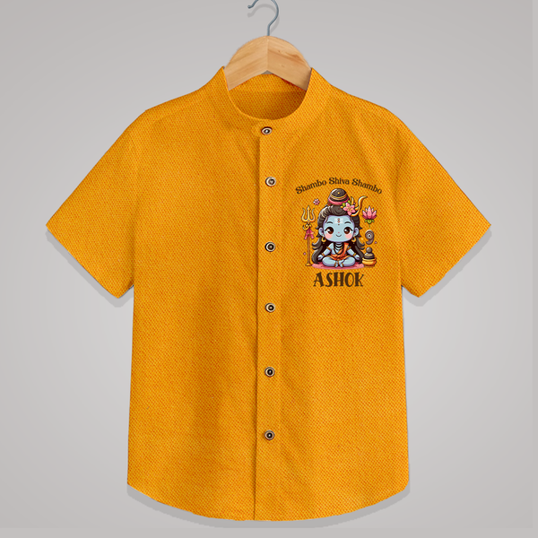 Shambo Shiva Shambo Shirt | Custom Shirt for Shiva Devotees - CHROME YELLOW - 0 - 6 Months Old (Chest 23")
