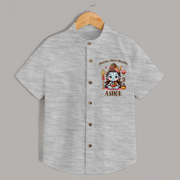 Shambo Shiva Shambo Shirt | Custom Shirt for Shiva Devotees - GREY - 0 - 6 Months Old (Chest 23")