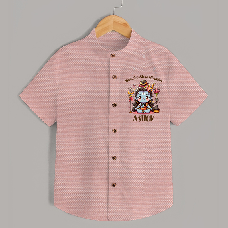 Shambo Shiva Shambo Shirt | Custom Shirt for Shiva Devotees - PEACH - 0 - 6 Months Old (Chest 23")