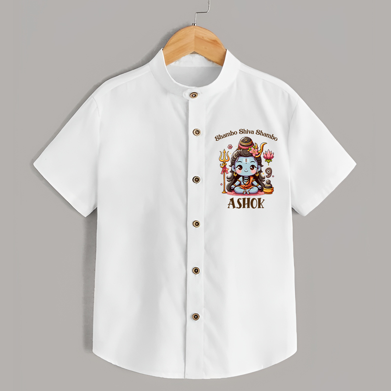 Shambo Shiva Shambo Shirt | Custom Shirt for Shiva Devotees - WHITE - 0 - 6 Months Old (Chest 23")