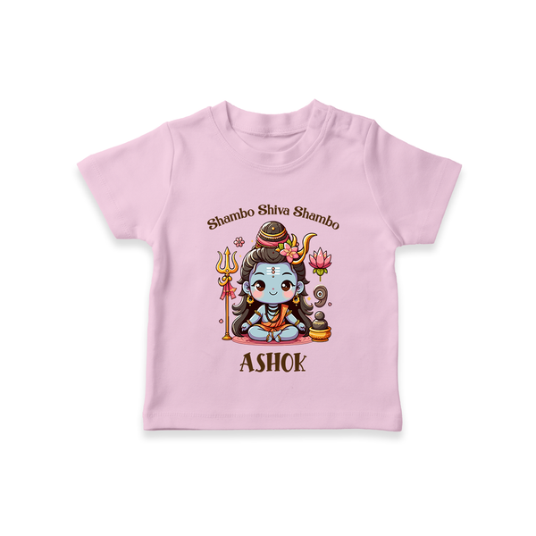 Shambo Shiva Shambo T-Shirt | Custom T-Shirt for Shiva Devotees - BABY PINK - 0-5 Months Old (Chest 17")