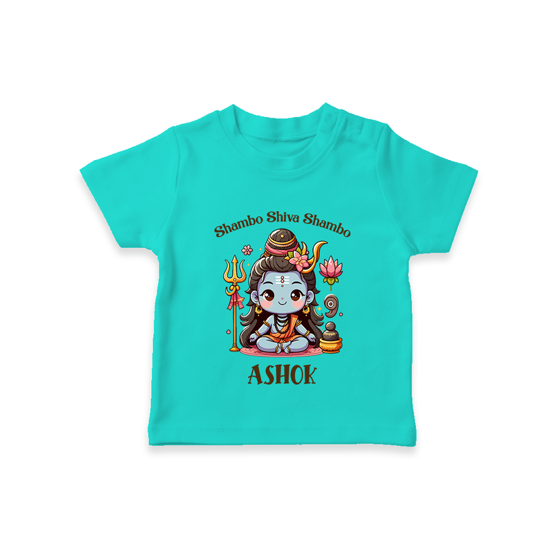 Shambo Shiva Shambo T-Shirt | Custom T-Shirt for Shiva Devotees - TEAL - 0-5 Months Old (Chest 17")