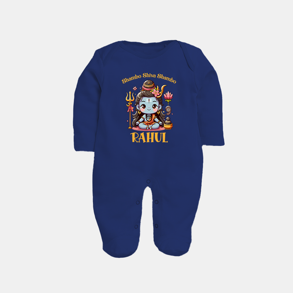 Shambo Shiva Shambo Sleep Suit | Custom Sleep Suit for Shiva Devotees - NAVY BLUE - New Born (Chest 7.5")