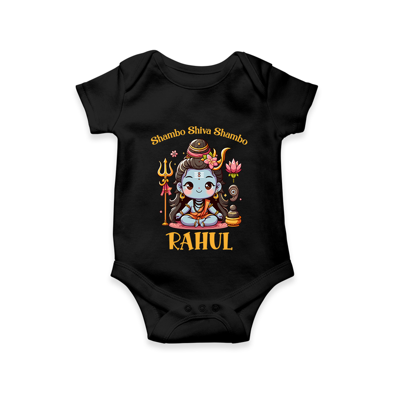 Shambo Shiva Shambo Romper | Custom Romper for Shiva Devotees - BLACK - New Born (Chest 14")