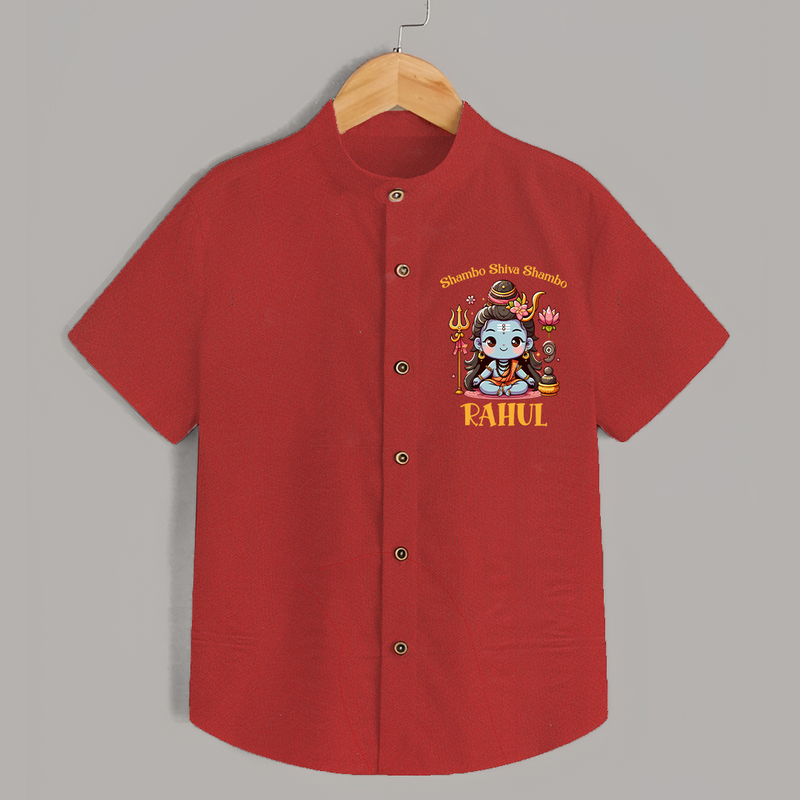 Shambo Shiva Shambo Shirt | Custom Shirt for Shiva Devotees - RED - 0 - 6 Months Old (Chest 23")