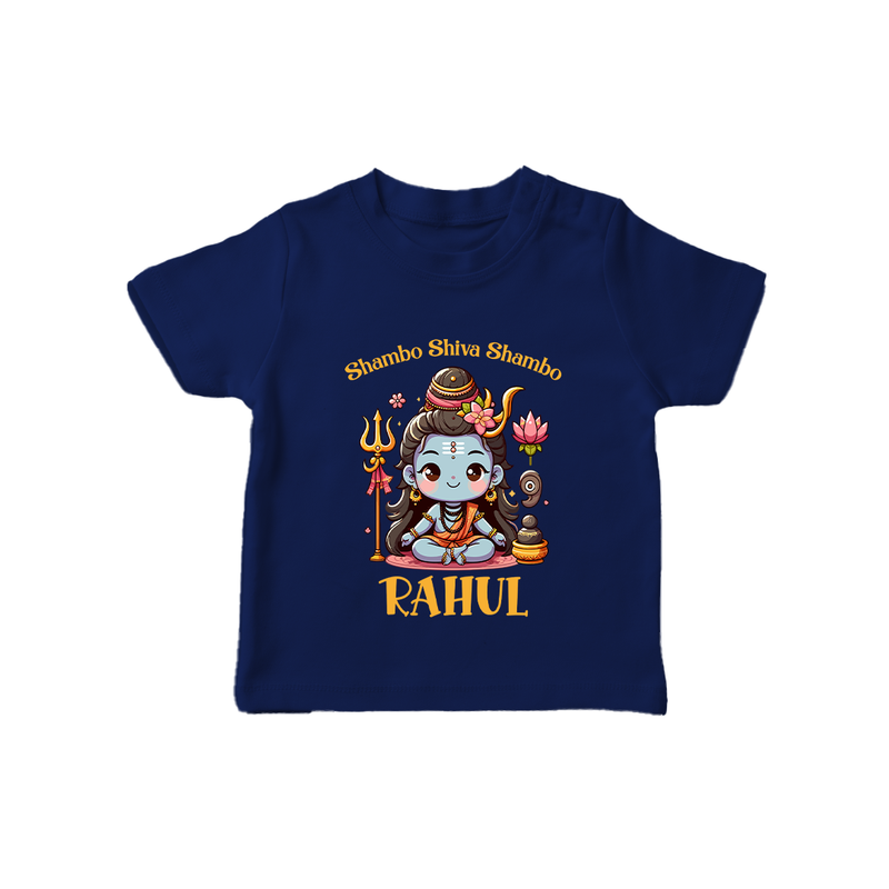 Shambo Shiva Shambo T-Shirt | Custom T-Shirt for Shiva Devotees - NAVY BLUE - 0-5 Months Old (Chest 17")