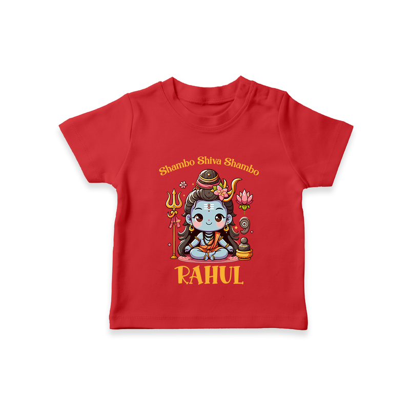 Shambo Shiva Shambo T-Shirt | Custom T-Shirt for Shiva Devotees - RED - 0-5 Months Old (Chest 17")