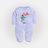 Hara Hara Mahadevaki - Maha Shivaratri Customized Sleep Suit For Babies With Name - BABY BLUE - New Born (Chest 7.5")