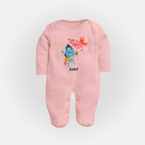 Hara Hara Mahadevaki - Maha Shivaratri Customized Sleep Suit For Babies With Name - BABY PINK - New Born (Chest 7.5")