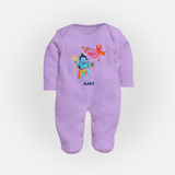 Hara Hara Mahadevaki - Maha Shivaratri Customized Sleep Suit For Babies With Name - LILAC - New Born (Chest 7.5")