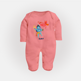 Hara Hara Mahadevaki - Maha Shivaratri Customized Sleep Suit For Babies With Name - PEACH - New Born (Chest 7.5")