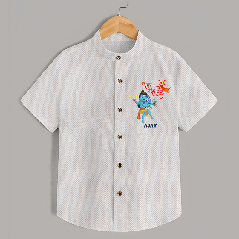 Hara Hara Mahadevaki - Maha Shivaratri Customized Shirt For Kids With Name - WHITE - 0 - 6 Months Old (Chest 23")