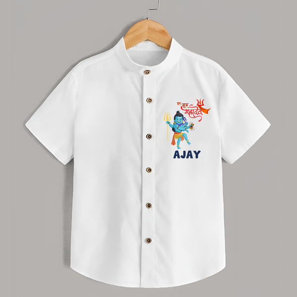 Glory to Lord Mahadev Shirt | Personalized Shirt for Mahadev's Blessings - WHITE - 0 - 6 Months Old (Chest 23")