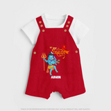 Hara Hara Mahadevaki - Maha Shivaratri Customized Dungaree Set For Kids With Name - RED - 0 - 5 Months Old (Chest 18")