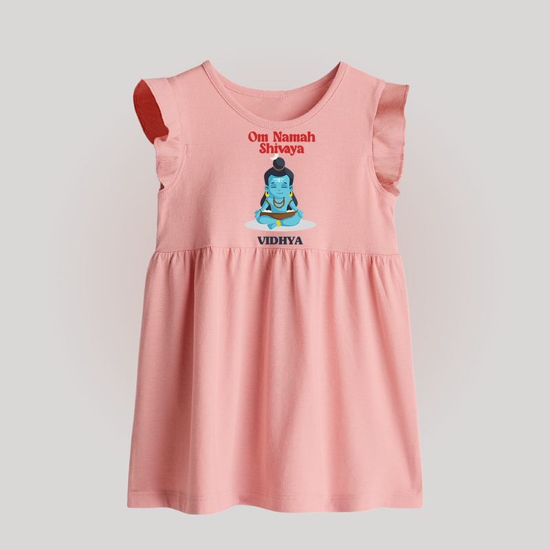 Om Namah Shivaya - Maha Shivaratri Customized Baby Frock For Babies With Name - BABY PINK - 0 - 3 Months Old (Chest 17")