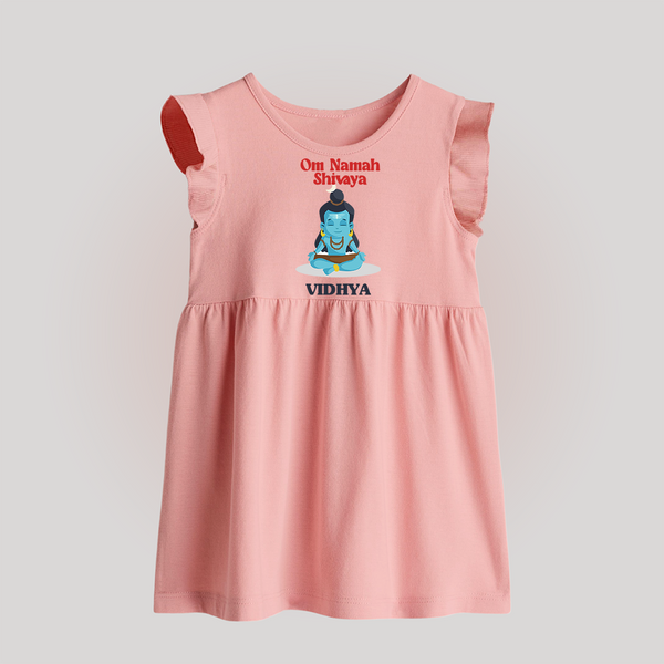 Om Namah Shivaya Baby Frock | Custom Baby Frock for Shiva's Devotional Celebration - BABY PINK - 0 - 3 Months Old (Chest 17")