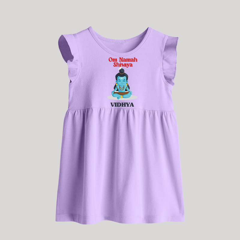 Om Namah Shivaya Baby Frock | Custom Baby Frock for Shiva's Devotional Celebration - LILAC - 0 - 3 Months Old (Chest 17")
