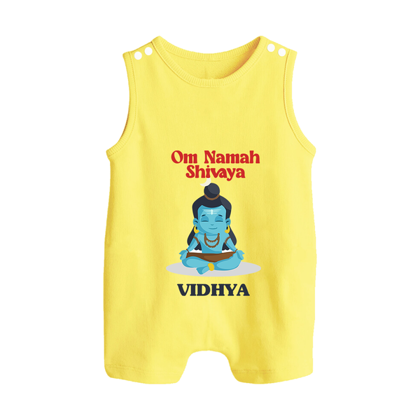 Om Namah Shivaya Romper Suit | Custom Romper Suit for Shiva's Devotional Celebration - PASTEL YELLOW - 0 - 5 Months Old (Chest 18")