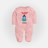 Om Namah Shivaya - Maha Shivaratri Customized Sleep Suit For Babies With Name - BABY PINK - New Born (Chest 7.5")