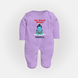 Om Namah Shivaya Sleep Suit | Custom Sleep Suit for Shiva's Devotional Celebration - LILAC - New Born (Chest 7.5")