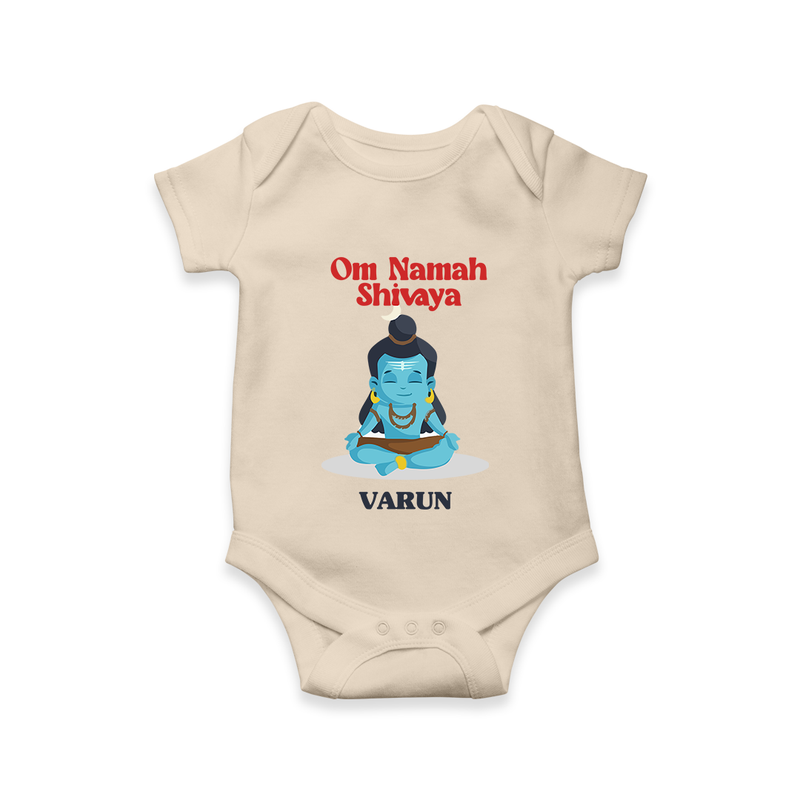 Om Namah Shivaya - Maha Shivaratri Customized Romper For Babies With Name - IVORY - 0 - 3 Months Old (Chest 16")