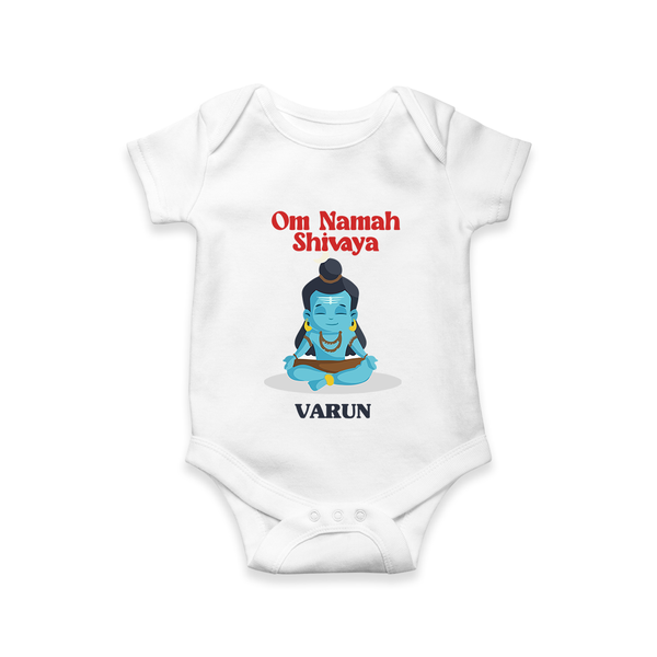 Om Namah Shivaya - Maha Shivaratri Customized Romper For Babies With Name - WHITE - 0 - 3 Months Old (Chest 16")