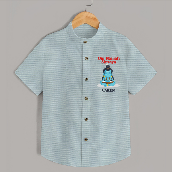 Om Namah Shivaya - Maha Shivaratri Customized Shirt For Kids With Name - ARCTIC BLUE - 0 - 6 Months Old (Chest 23")