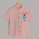 Om Namah Shivaya - Maha Shivaratri Customized Shirt For Kids With Name - PEACH - 0 - 6 Months Old (Chest 23")