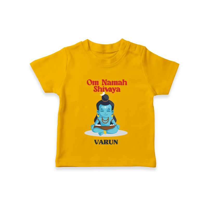 Om Namah Shivaya - Maha Shivaratri Customized T-Shirt For Kids With Name - CHROME YELLOW - 0-5 Months Old (Chest 17")