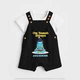 Om Namah Shivaya - Maha Shivaratri Customized Dungaree Set For Kids With Name - BLACK - 0 - 5 Months Old (Chest 18")