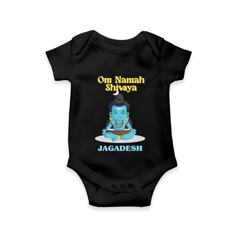 Om Namah Shivaya - Maha Shivaratri Customized Romper For Babies With Name - BLACK - 0 - 3 Months Old (Chest 16")