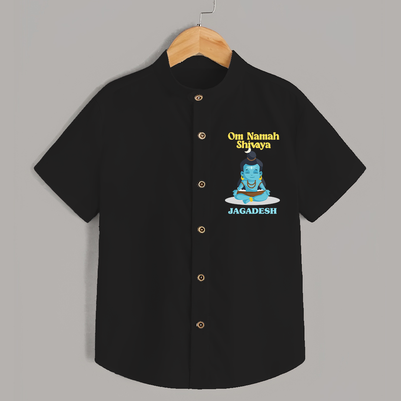 Om Namah Shivaya - Maha Shivaratri Customized Shirt For Kids With Name - BLACK - 0 - 6 Months Old (Chest 23")