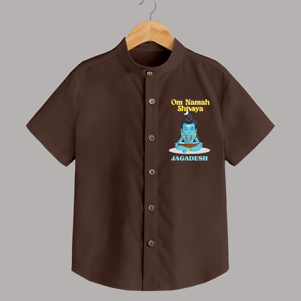 Om Namah Shivaya Shirt | Custom Shirt for Shiva's Devotional Celebration - CHOCOLATE BROWN - 0 - 6 Months Old (Chest 23")