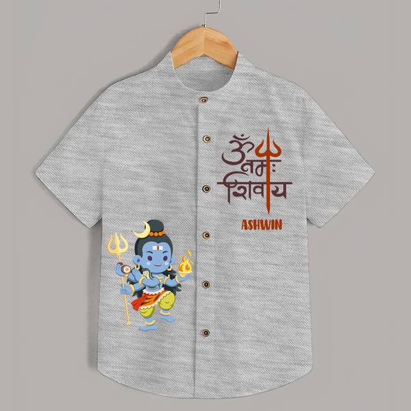Om Namah Shivaya Shirt | Personalized Baby Shirt for Lord Shiva - GREY - 0 - 6 Months Old (Chest 23")